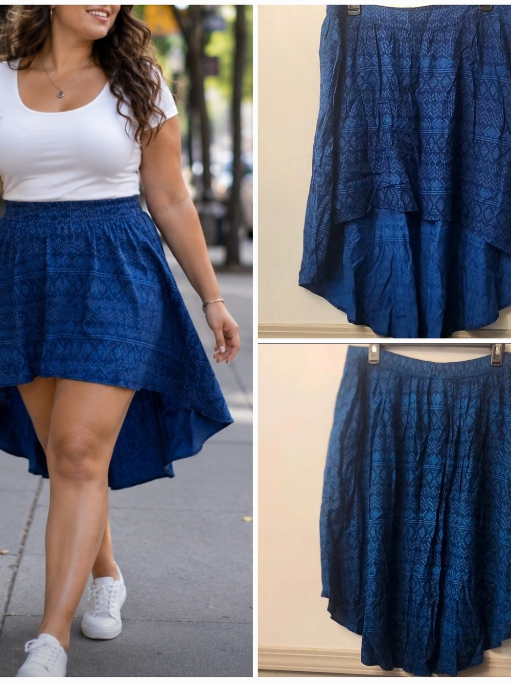 Blue High-Low Tiered Skirt - Casual Women’s Skirt